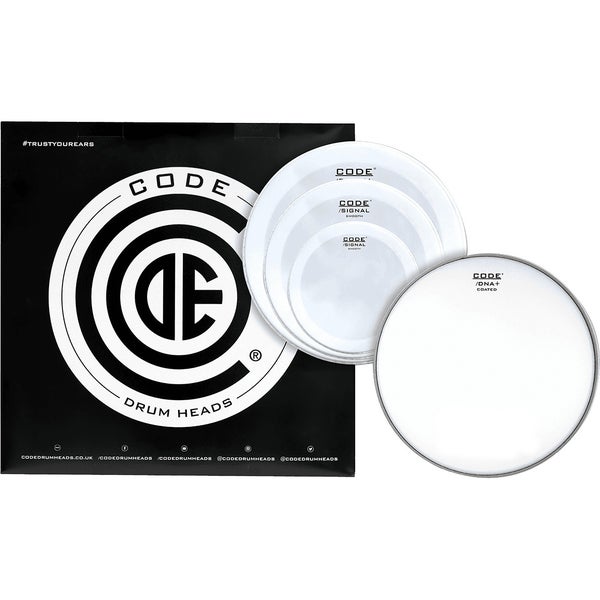 Code Drum Heads TPSIGSMOF Signal Fusion Pack 10-12-14-inch Smooth Tom Drumheads + 14-inch Coated Snare Drumhead