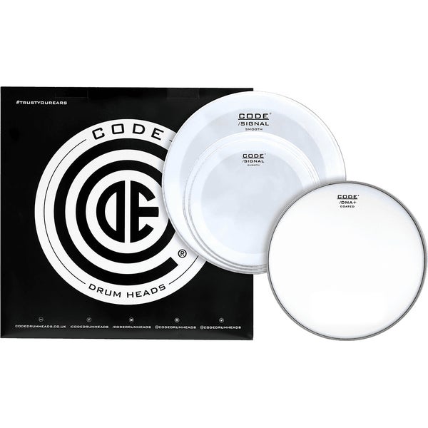 Code Drum Heads TPSIGSMOR Signal Rock Pack 10-12-16-inch Smooth Tom Drumheads + 14-inch Coated Snare Drumhead