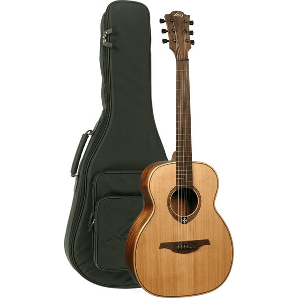 LAG Guitars Tramontane Travel Series Travel-RC Red Cedar guitare folk acoustique avec housse