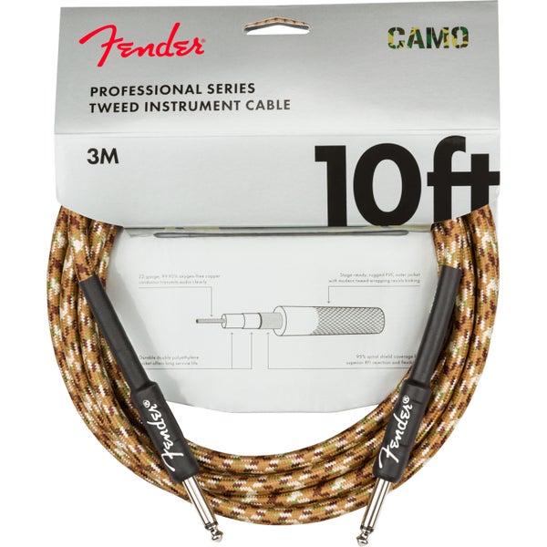 Fender Professional Series Tweed Desert Camo Instrument Cable, 3m