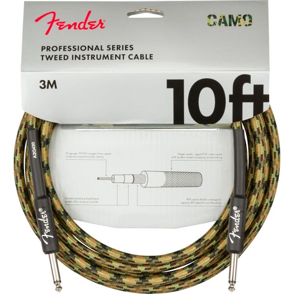 Fender Professional Series Tweed Woodland Camo câble instrument 3 mètres