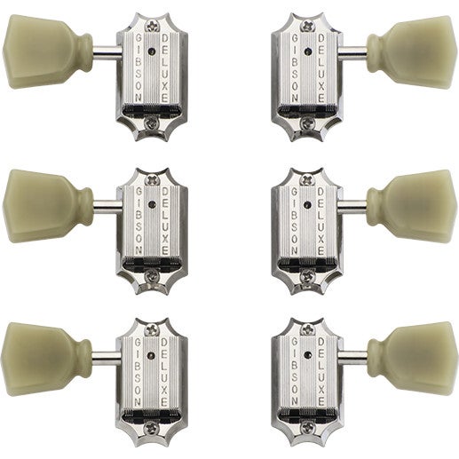Gibson Deluxe Green Key Tuner Set Vintage Nickel mécaniques guitare (lot de 6)