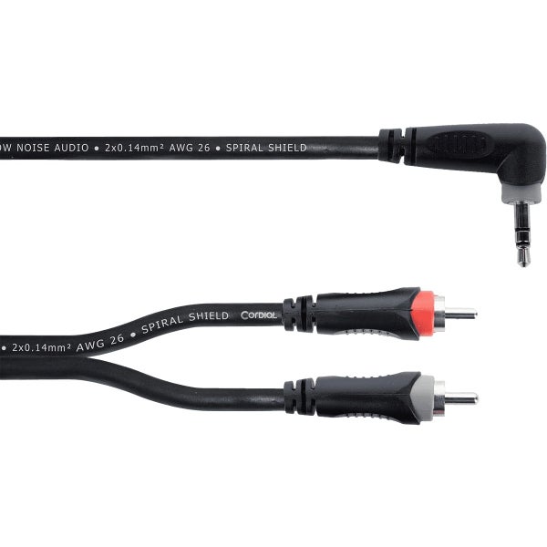 Cordial EY1WRCC Elements Right-Angled TRS Mini-Jack to 2x RCA Cable, 1m