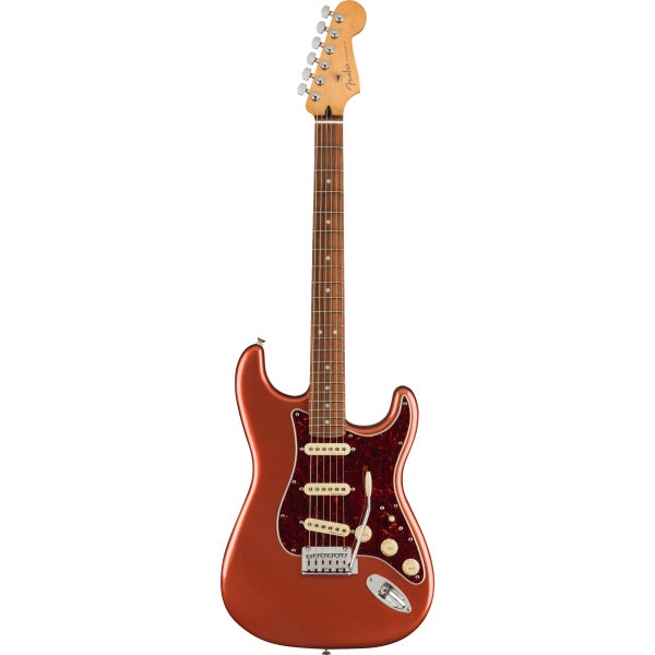 Fender Player Plus Stratocaster PF Aged Candy Apple Red elektrische gitaar met deluxe gigbag