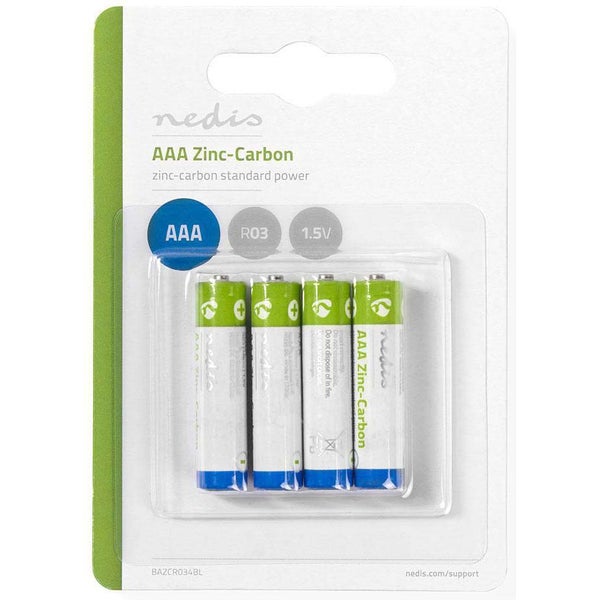 Nedis BAZCR034BL AAA Zinc-Carbon Battery R03 1.5 (4x)