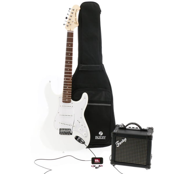 Fazley FST118WH pack débutant guitare électrique blanche avec ampli