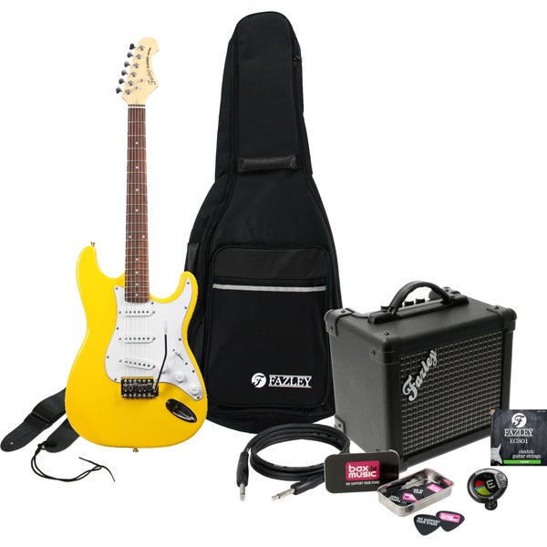 Fazley FST118YL pack débutant guitare électrique jaune avec ampli
