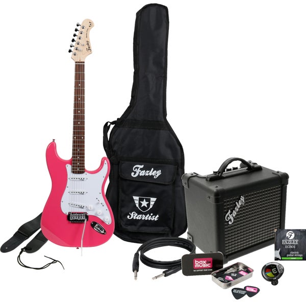Fazley Startist Basic ST118 Candy Pink pack débutant guitare électrique rose avec ampli