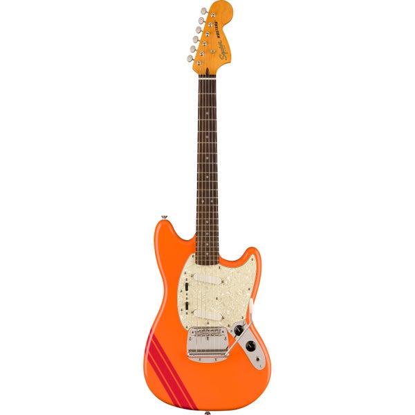 Squier FSR Classic Vibe '60s Competition Mustang Capri Orange Dakota Red Stripes IL Electric Guitar