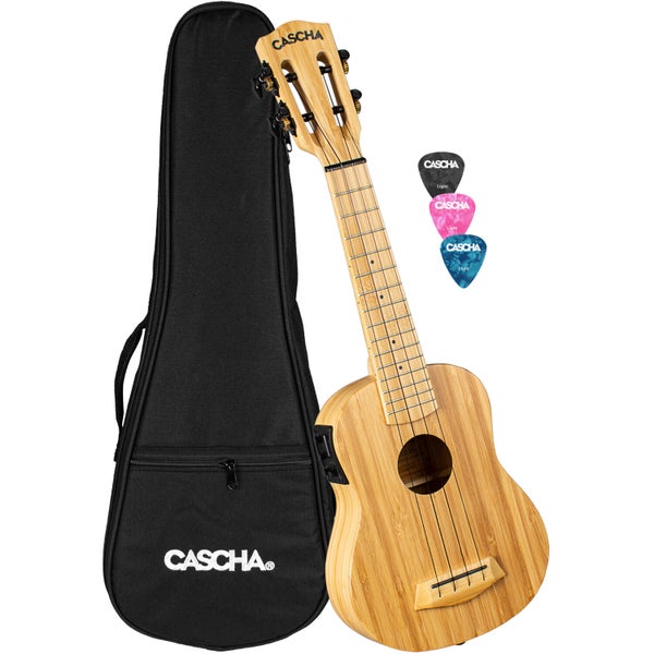 Cascha HH 2312E set ukulélé E/A soprano Bamboo Natural