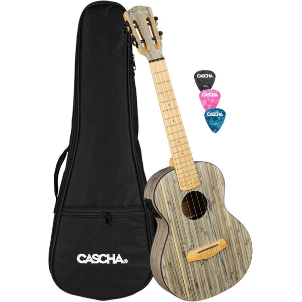 Cascha HH 2317E Bamboo Graphite Electro-Acoustic Tenor Ukulele Pack