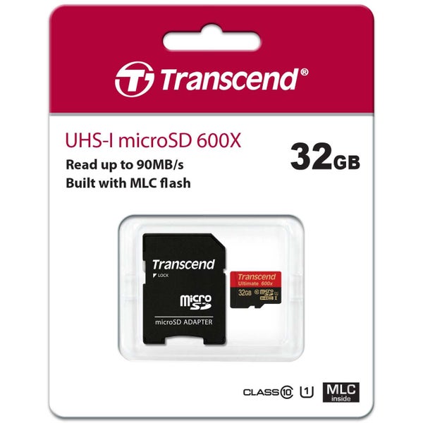 Transcend 32GB microSDXC/SDHC Card with Adapter, U1, MLC, 600X
