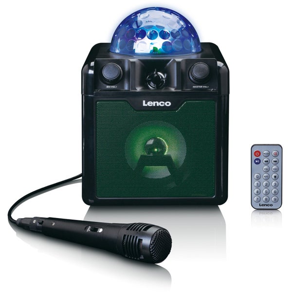 Lenco BTC-055BK Bluetooth Karaoke Set With Built-In Half-Dome Lights