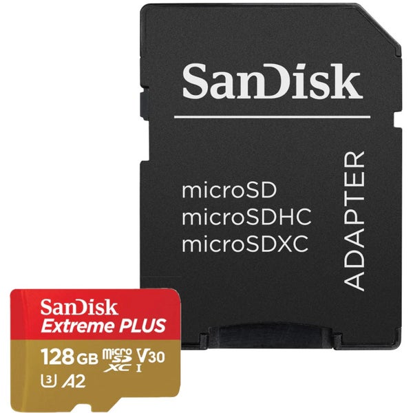 SanDisk Extreme Plus microSDXC 128GB SD Card + SD Adapter (200 MB/s 90 MB/s )