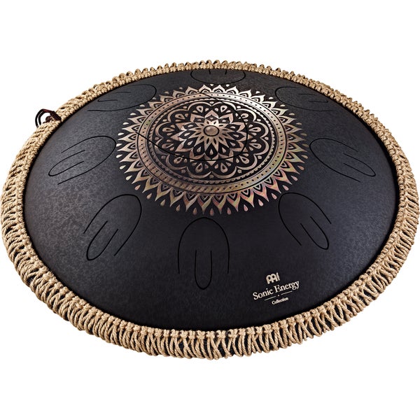 Meinl Sonic Energy Octave Steel Black Floral Tongue Drum, 16 pouces, D Kurd, 9 notes