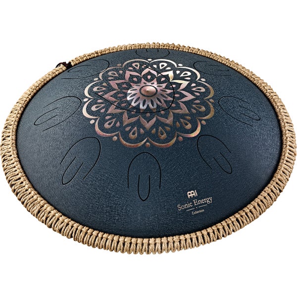 Meinl Sonic Energy Octave Steel Navy Blue Floral Tongue Drum, 16 pouces, D-Amara, 9 notes