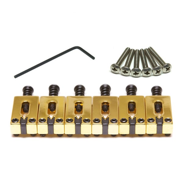 Graph Tech String Saver PG-8000-FG Brushed Steel Vintage Gold ST/TE-Style Guitar Saddles (Set of 6)