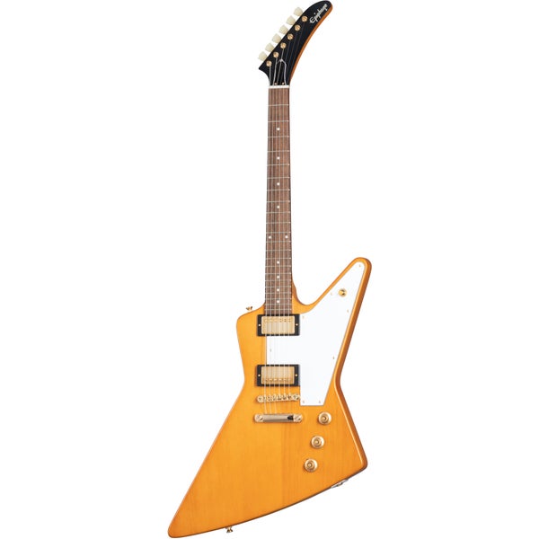 Epiphone 1958 Korina Explorer White Pickguard guitare électrique avec étui
