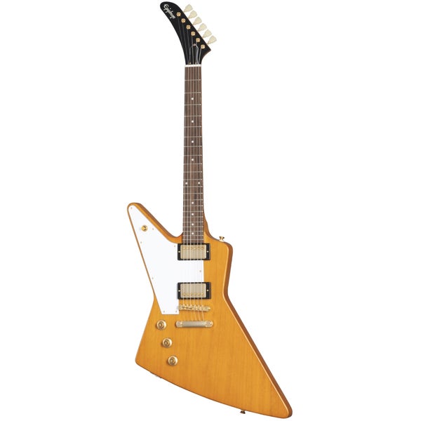 Epiphone 1958 Korina Explorer White Pickguard LH guitare électrique pour gauchers avec étui